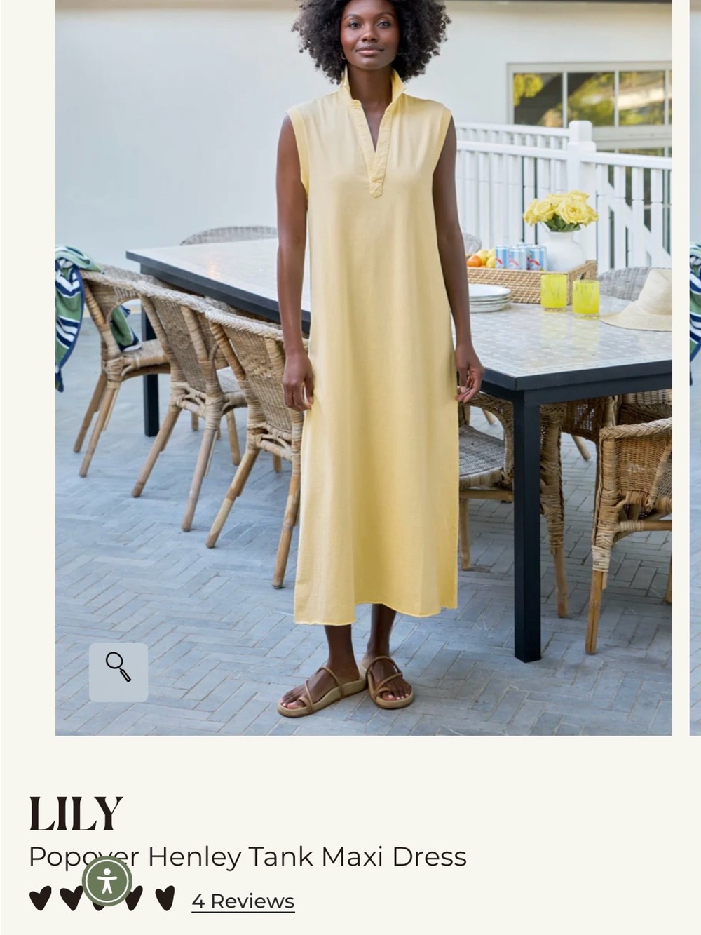 Frank & Eileen Sleeveless Henley Maxi Dress in Pale Yellow